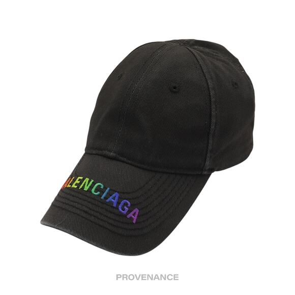 🔴 Balenciaga Embroidered Rainbow Logo Cap - Washed Black - Picture 2 of 12